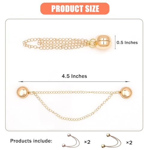 Image of Ouliget Multi-Function Magnetic Clothing Clips,Pinless Brooch Chain Magnetic Buttons Shawl Clips for Hijab, Loose T-Shirt Hems, Sleeves, Collar and Pants Hems,4 Pieces (Rose Gold and Gold)
