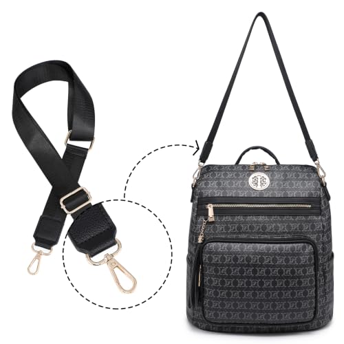 Image of JULIE FERRARO Women Convertible Backpack Purse, Large PU Leather Travel Backpack with Multi Pockets, Shoulder Handbag Set with Wristlet for Work, Travel & Daily Use