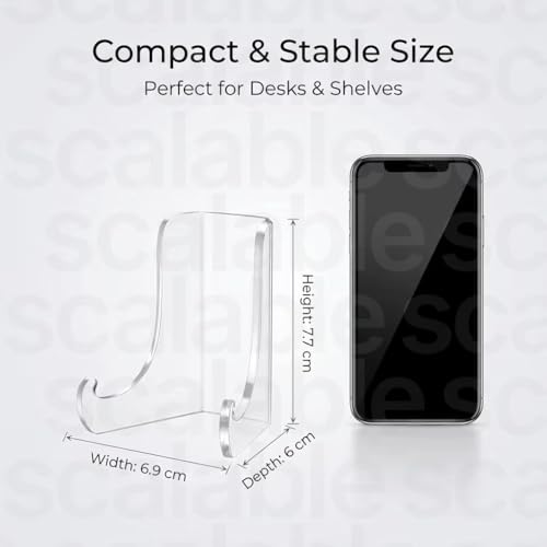 Image of JBM MART Clear Acrylic Display Easel Stand with Deep Support Shelves, Transparent, 7.7 x 6.9 cm, Pack of 4