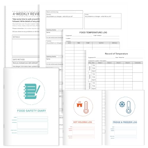 Half Year Set Safer Food Better Business 2026 SFBB 14 Month A4 Food Hygiene Record Book 62Week A5 Fridge Freezer Temperature Log Hot Holding Food Journal 1116 Entries Fit for Hygiene Checks