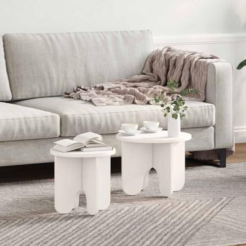 Table basse gigogne pour optimiser les petits salons encombrés meuble bois blanc - 2
