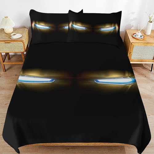 YINGD Iron Man Bedding Sets Ultra Soft Skin-Friendly Duvet Cover 3 Piece, Cute Comforter Cover Bed Set for Boys Girls Kids