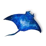 Squiddy Manta Ray - Artistic Blue Sealife Ocean Beach Theme - Vinyl Sticker for Car,...