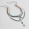 Hclian Western Necklaces Layered Turquoise Beaded Choker Western Jewelry for Women Cactus Beads Pendant Y Necklace Country Concert Cowgirl Dresses Accessories #4