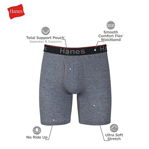 Hanes Total Support Pouch Men's Boxer Briefs Pack, Anti-Chafing, Moisture-Wicking Underwear, Odor Control (Reg Or Long Leg) #TOP4