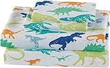 Fancy Linen Sheet Set for Boys/Girls/Teens Kids Dinosaur Dino World Vintage Green White Orange Blue New (Full)