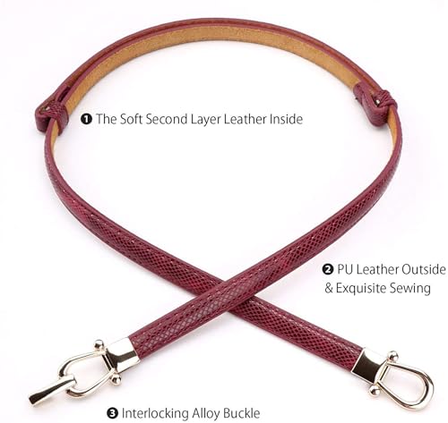 Image of JASGOOD Leather Skinny Belts for Women Plus Size Ladies Thin Waist Belts Adjustable for Jeans Pants Dresses with Gold Buckle