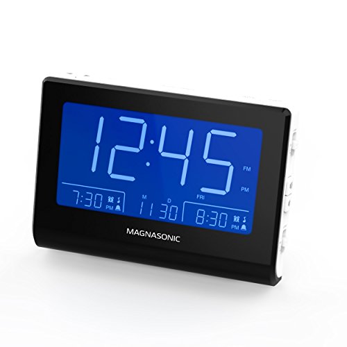 Magnasonic Alarm Clock Radio With Battery Backup, Dual Gradual Wake Alarm, Adjustable Brightness, Daylight Savings Time, Large 4.8" Led Display, Am/Fm, Sleep Timer, Day/Date Display (Cr61W) #TOP6
