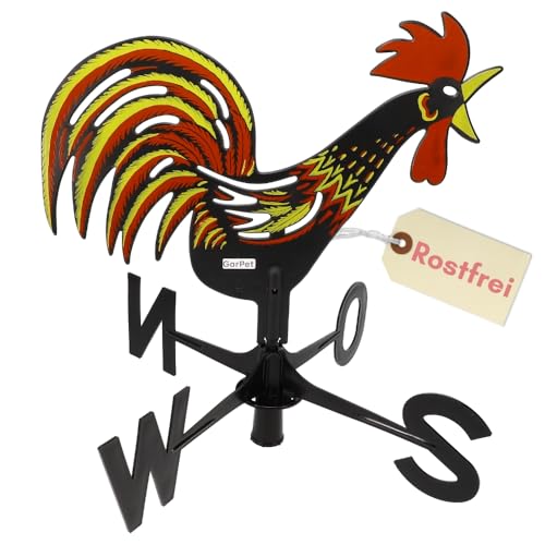 Wetterhahn für Garten Wetterfahne aus Kunststoff Bunt Windrichtungsanzeiger Wetterhahn für Gartenhaus Gartendeko Hahn Windspiel Hahn Windanzeiger Windfahne