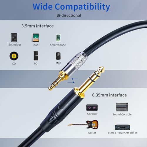 Cable audio Jack 1/4" a 3.5mm, 1 metro miniatura 5