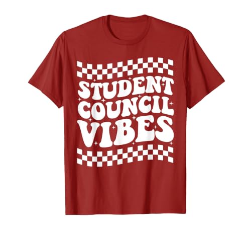 Student Council Vibes Retro Groovy School Student Council T-Shirt, Men, Cranberry Red, Small