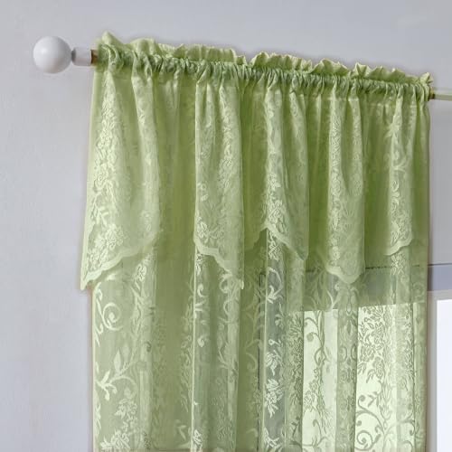 WUBODTI Sage Green Lace Curtains 72 Inches Long 2 Panels Living Room Decor