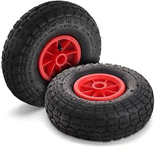 Youyijia 2 Pcs Wheelbarrow Wheel 10" 20mm Axle Shaft Pneumatic Tyre 3.5/3.0-4 Solid Rubber Puncture Proof Solid Wheel Heavy Duty Replacement Wheel for Sack Truck Cart