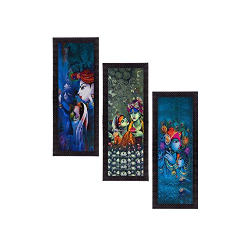 Image of eCraftIndia 'Radha Krishna' UV Art Painting (Synthetic Wood, 53 cm x 41 cm, Set of 3, Satin Matt Texture, C3FPB2165)