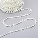 Rytenz Pearls String Bead, Ivory Color Faux Pearl Beads Roll Strand for Wedding Party Christmas Tree and Flowers Decorations Garland DIY Crafts (6mm- 81 Feet)