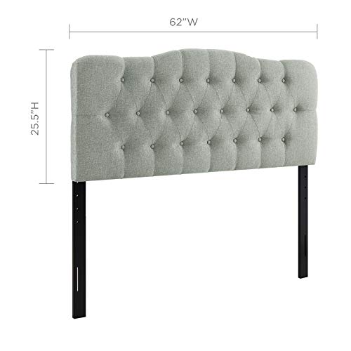 Image of Modway Annabel Tufted Button Linen Fabric Upholstered Queen Headboard in Gray