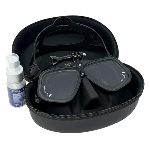 Tidal APEX Freedive Mask with Action Camera Mount- Low Volume Designed for Freediving, Spearfishing, Scuba Diving, and Snorkeling. Advanved Anti-Fog Freediving mask. (Black with Clear Lens)