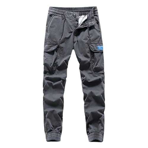 Mens Cargo Work Pants with Multi Pockets Trendy Distressed Patchwork Outdoor Trousers Retro Lazy Style Hiking Pants2