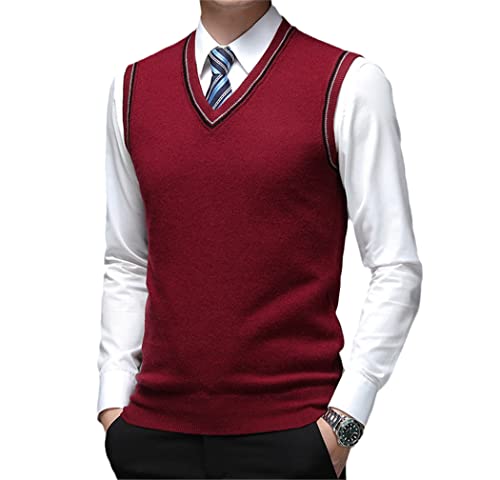 Chaleco de punto para hombre en color granate talla M para otoño