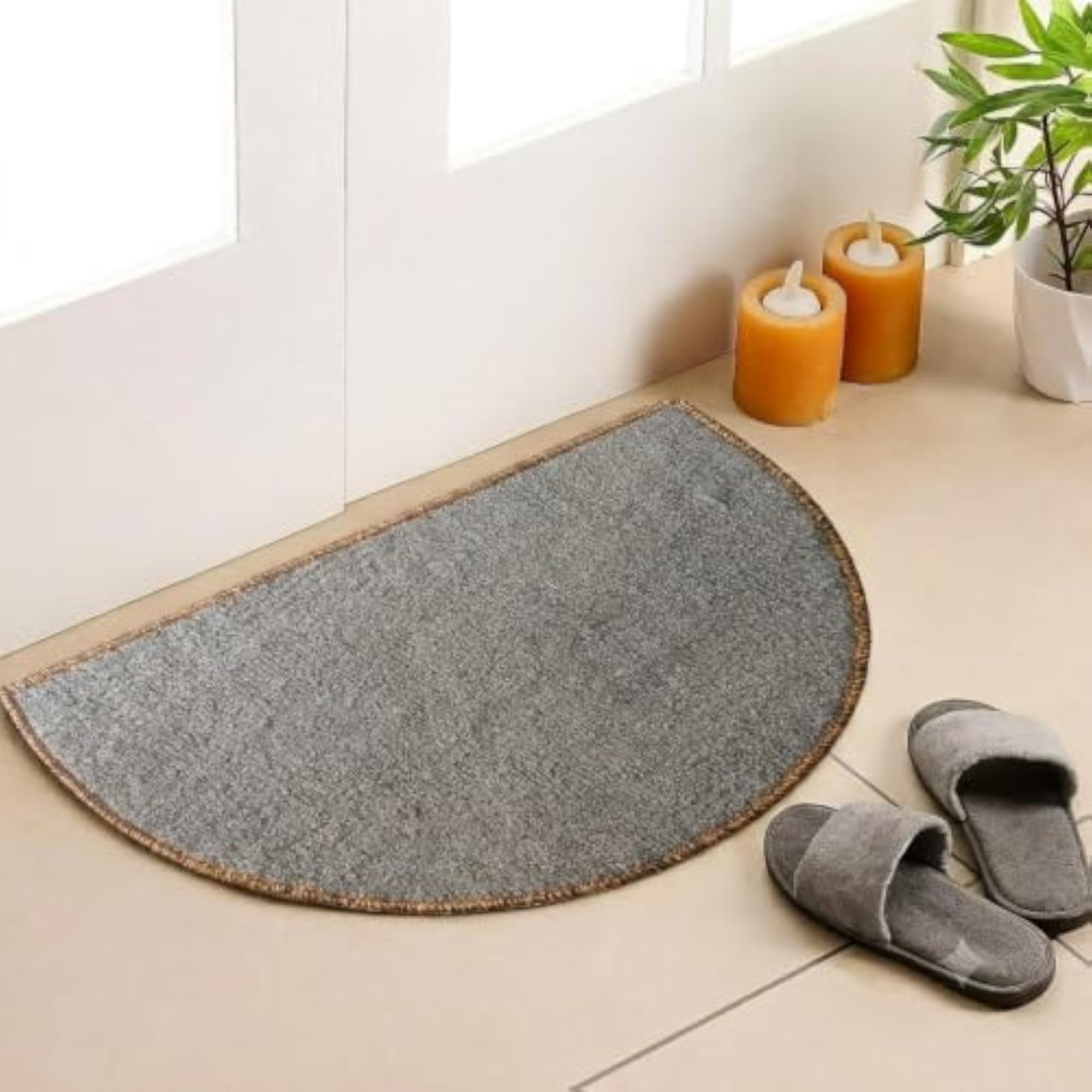 Soft Absorbent Hand-Tufted Wool Bath Mat for Bathroom