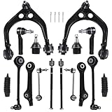 KUIPERAUTO Front Upper/Lower Control Arms Suspension kit Compatible with 2011-2017 Chrysler 300 Dodge Challenger Charger with Ball joint Sway Bars Tie Rod RWD Only 16PCS
