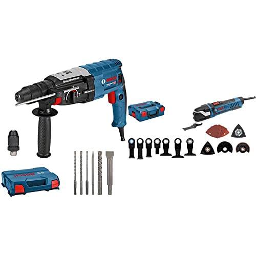 Bosch Professional Multitool GOP 40-30 (400 Watt, Starlock Plus, in L-BOXX) & Bohrhammer GBH 2-28 F (880 Watt, Bohr-Ø Beton max: 28 mm, inkl. 6tlg. Bohr-Meißel-Set, SDS-plus, in L-Case)