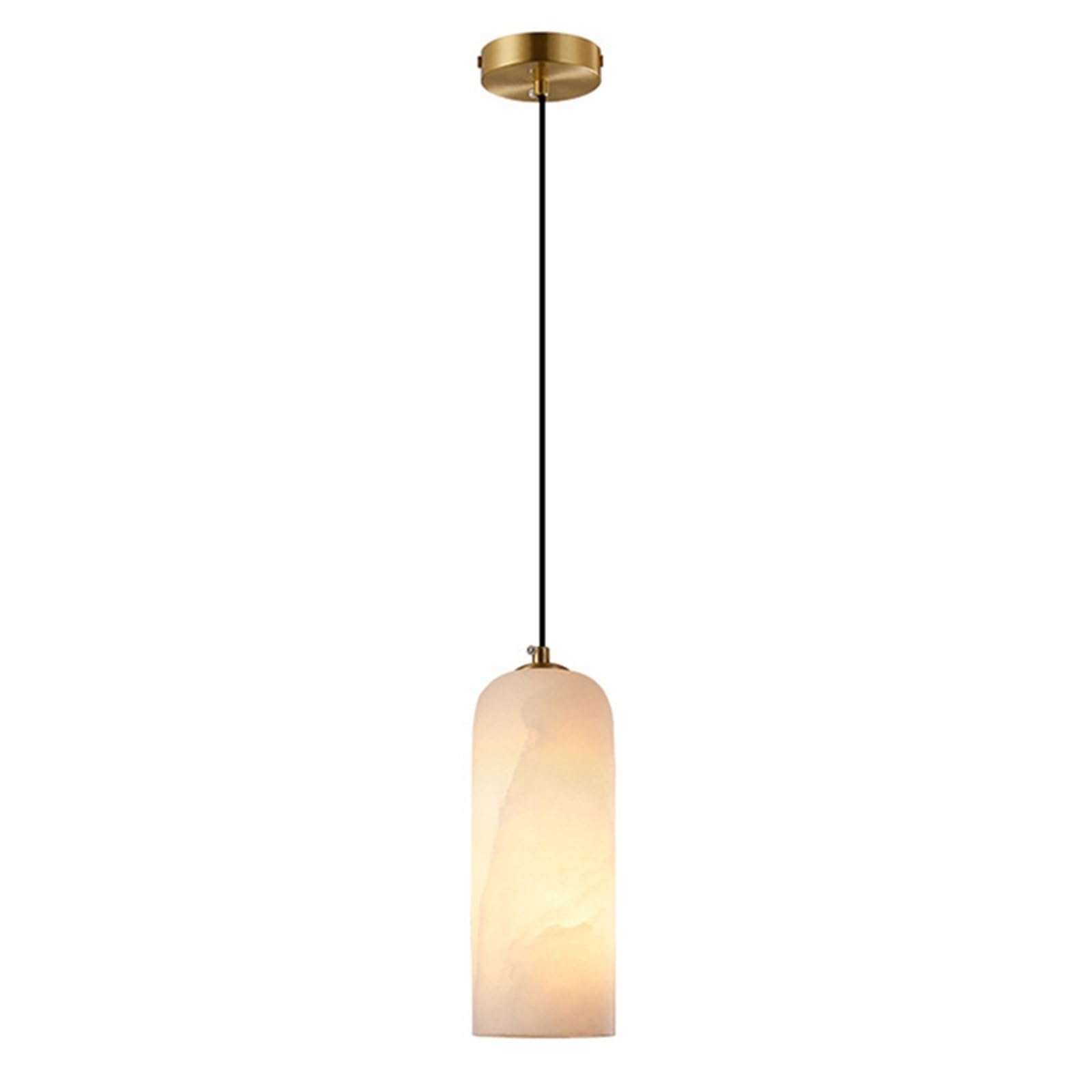 Lampe à suspension en pierre naturelle tube long marbre blanc luminaire îlot de cuisine