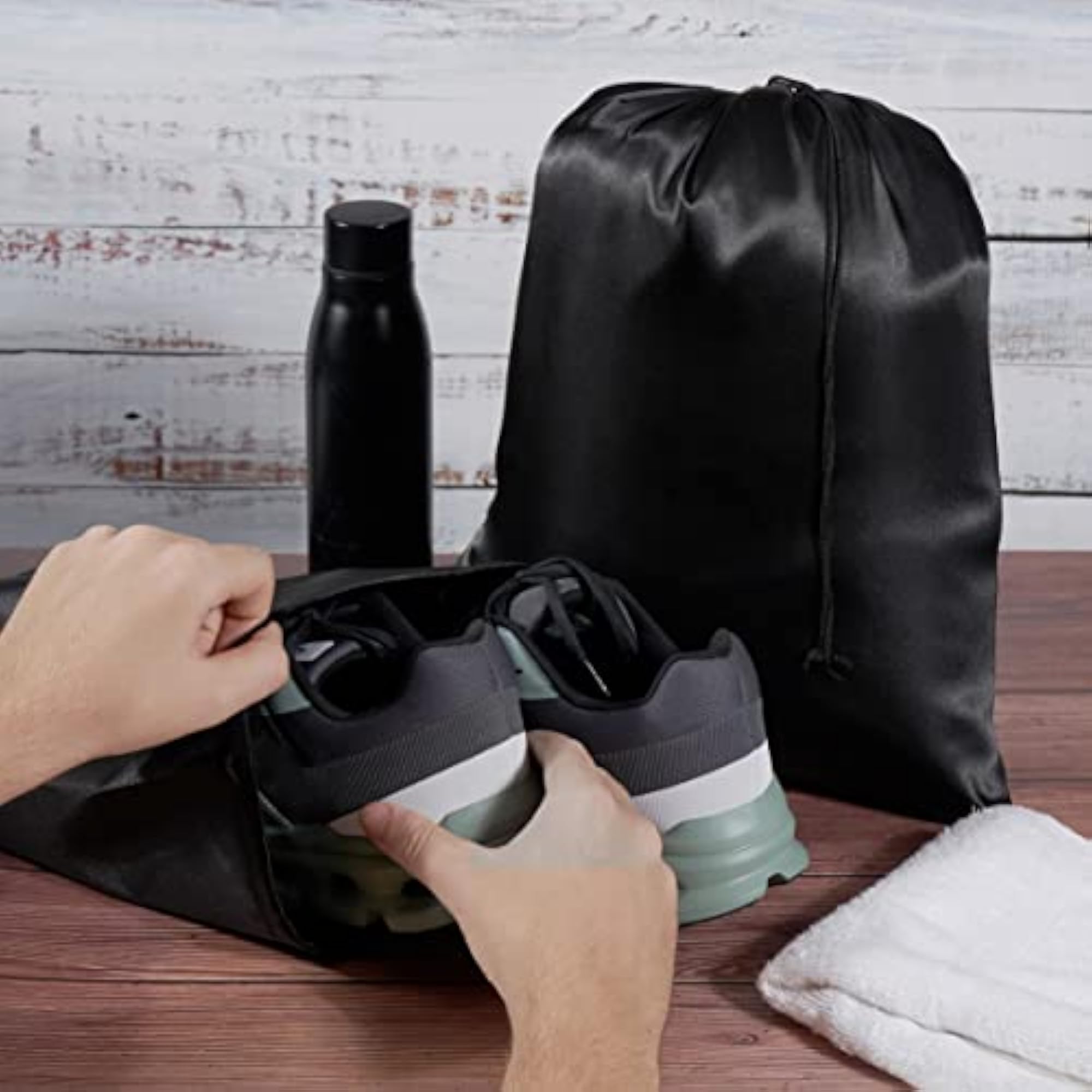 Set of 6 Satin Drawstring Bags for Travel and Wardrobe