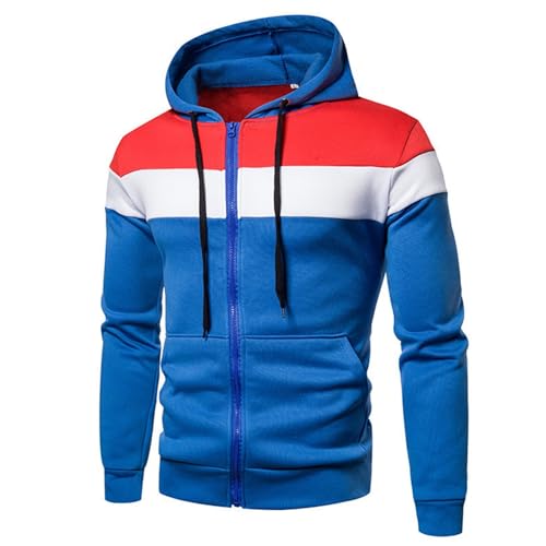 Men's Zip Up Hoodie Color Block Long Sleeve Casual Sweatshirt with Pocket2