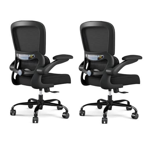 Image of TRALT Office Chair - Ergonomic Desk Chair with Adjustable Lumbar Support, Mesh Computer Chair, Executive Chairs for Home Office Comfortable Lumbar Support Black Pack of 2