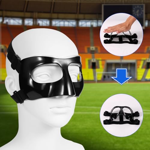 Nasenschutz für Gebrochene Nase, 15x9,5cm Verstellbarer Gesichtsschutz mit Pads Sternaufklebern Gesichtsschutz Sport-Trainings-Gesichtsmaske Nasenschutz für Erwachsene Jugendliche(Schwarz)