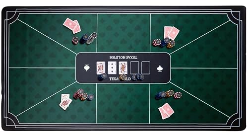 Engelhart - 320996 – Pokermatte grün – rutschfeste Spielfläche 180 cm x 90 cm – Dicke: 3 mm – Bedruckte Tischdecke aus Polyester und Gummi – Zubehör für Casinospiel