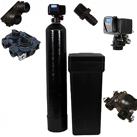 Fleck WS48-56SXT AFW Filters 5600SXT 48k with 1" Bypass Softener Digital SXT Metered Whole House System-Includes Water Bottle with Install kit, Black Cover