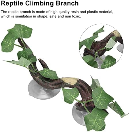 Reptile Corner Branch Terrarium Plant Decoration, Simulation Climbing Terrarium Plant with Suction Cup, for Amphibian Lizard Snake Climbing