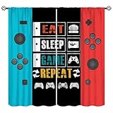 Kids Vintage Game Controller Curtains for Bedroom, Gaming Gamepad Window Treatment Gamer Room Red Blue Gamepad Window Drapes for Boys Girls Teens Man Living Room Playroom W42xL45in(Decor)