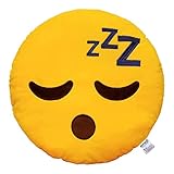 EvZ Emoji Sleeping Face Emoticon Cushion Stuffed Plush Soft Pillow, Official Certified, 32cm Yellow