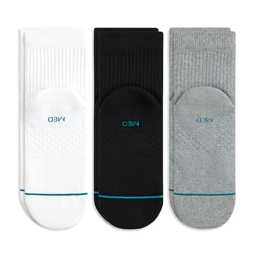 Image of Stance Icon Quarter Socks 3-Pack for Men and Women, All Day Comfort, Targeted Cushioning, Seamless Toe, Arch Support