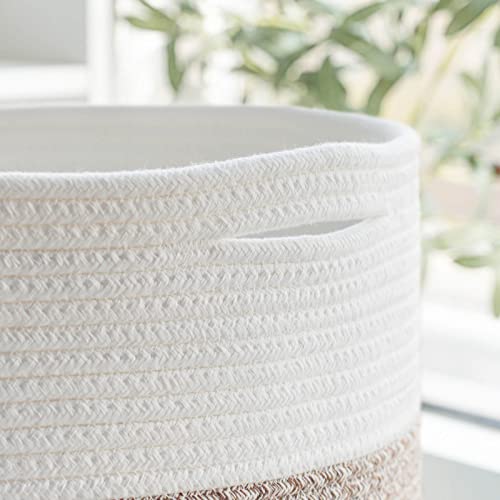 Goodpick 2Pack Large Woven Blanket Storage Baskets Round Laundry Basket Toy Organizier Clothes Hamper Shoe Storage Bins Brown #TOP6