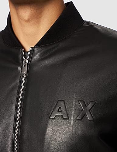 A|X Armani Exchange Men's Faux Leather Embossed Logo Bomber Jacket
