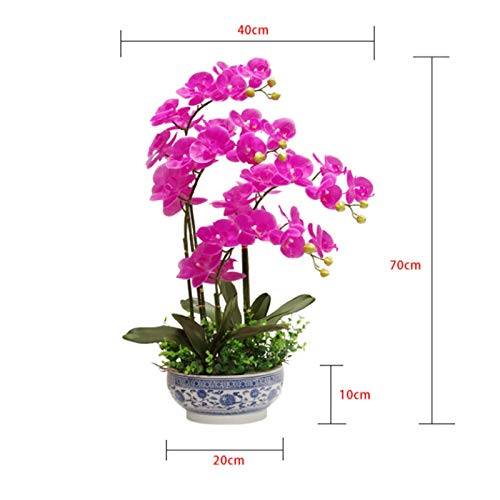 Planta de orquídea artificial de PU tacto natural en jarrón rosa 7