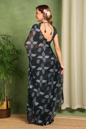 Image of MIRCHI FASHION Women's Ready to Wear 1 Minute Drape Chiffon Printed Saree with Blouse Piece
