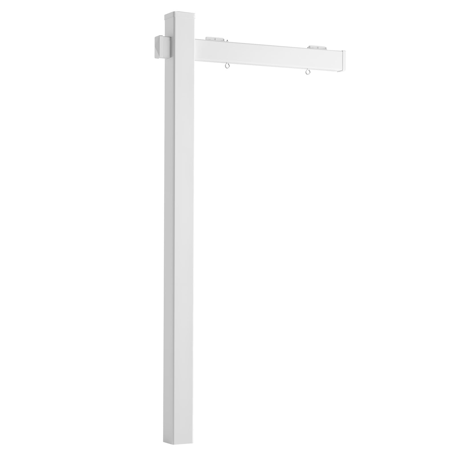 VEVOR Soporte de Carteles de Patio 1845 mm, 2 Piezas, Poste de Letrero para Inmobiliario, Brazo de 915 mm para Colgar Carteles de hasta 610 mm, PVC, con Estaca de Acero, Para Venta y Alquiler, Blanco