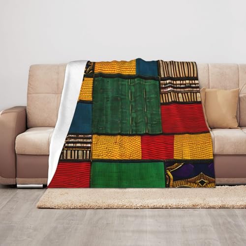 Couverture style africain imprimé patchwork nomade et légère pour vos voyages