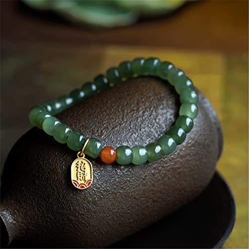 Bracelet perles de jade naturel Hétien femmes pendentif agate rouge style chinois