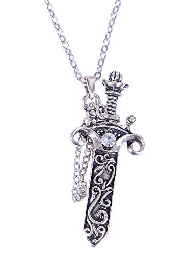 Alilang Antique Fantasy Medieval Renaissance Removable Scabbard Rune Sword Dagger Pendant Necklace #TOP24