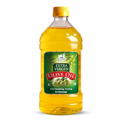 Image of LAXMI ORGANIC Extra Virgin Olive Oil 2L | Cold Pressed Jaitun Ka Tel | Pure & Natural Edible Oil for Cooking, Sauteing & Salad Dressing | Multipurpose Olive Oil for Hair, Skin & Baby Massage