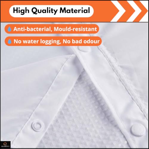 Image of Qlarity Covers Hookless Bathroom Shower Curtain with Waffle Fabric Snap-in Liner | Water Repellent & Machine Washable Magnetic Lock Curtain | (Whit, 4.5 x 7ft)