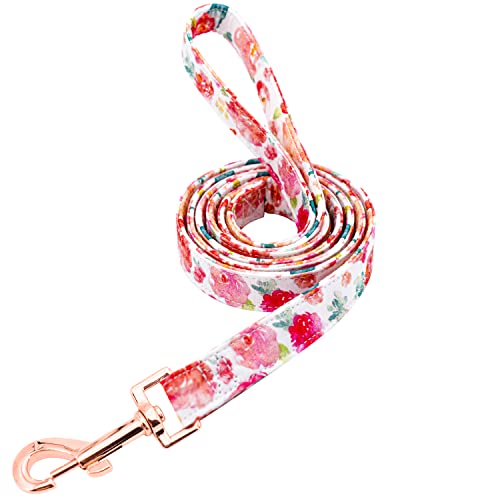 Tunkoo Dog Leash Floral with Soft Comfy Cotton Handle，Girl Pet for Small Medium Large Dogs Puppy Daily Walking（Gouache，M）