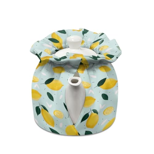 Image of Lemon Leave Tea Cosy, Stain Resistant Teapot Cozy Breakfast Warmer Insulation and Keep Warm, Tea Kettle Cover for Home Kitchen Thanksgiving Decor