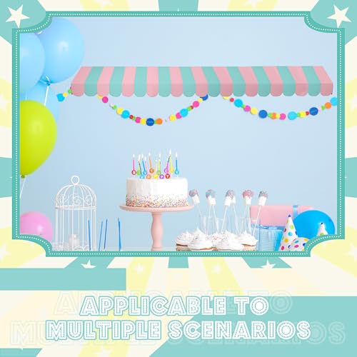Image of Boao 4 Pcs 3D Cardboard Awning Decor,Pink and Green,Striped Style